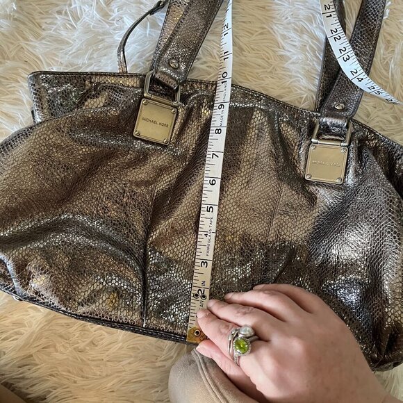 MICHAEL Michael Kors Metallic Satchel | Pewter | Pre-Owned - Picture 4 of 15